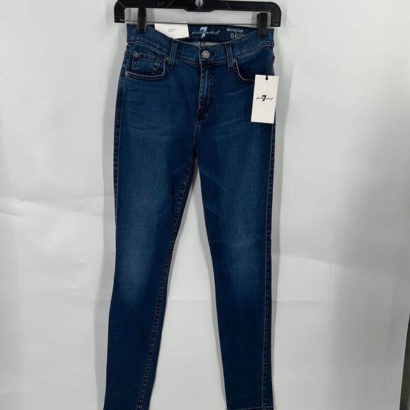 7 For All Mankind Women's Mid Rise Skinny Medium Wash NWT Jeans Size 25 - Picture 1 of 16